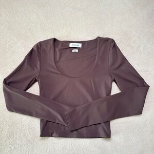 Babaton Aritzia Brown Contour Scoopneck Longsleeve XS